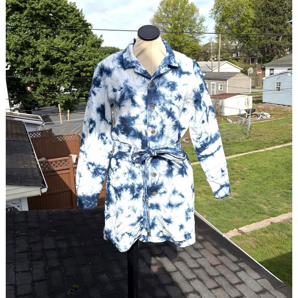 NWT Gap Acid Wash Tie Dye Linen Short Jumpsuit Romper Sz 10